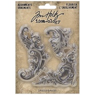Tim Holtz Idea-Ology Metal Adornments 3/Pkg - Flourish
