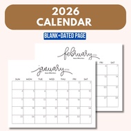 INSTANT 2026 Digital Calendar & Blank Monthly Calendar, Printable Minimalist Simple Calendar Horizon