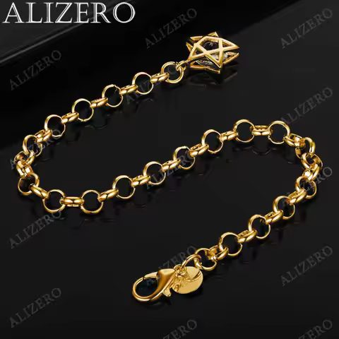 ALIZERO 925 Sterling Silver 18K Gold AAA Zircon Star Bracelets For Women Wedding Birthday Party Gift