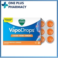 Vicks Vapo Drops (Orange/Honey Lemon) Menthol Lozenges 6's OR 12's [Cough/Nose/Throat] / Vapodrops