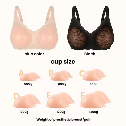 New Silicone Breast Form Bra Flat Chest Plumper A/B/C/D/E/FCup Detachable 2-in-1 Drag Queen Cosplay