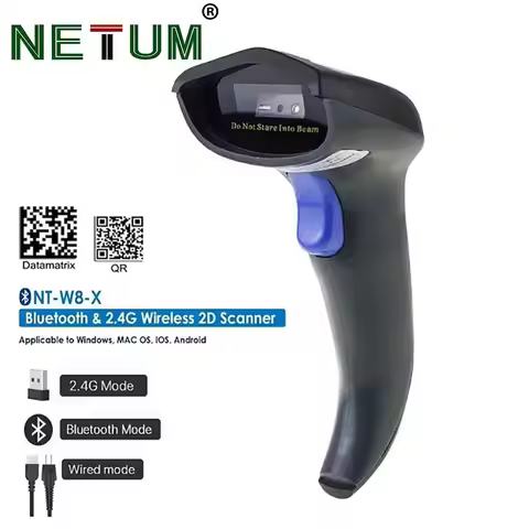 NETUM W8-X Bluetooth Wireless 2D QR Barcode Scanner & W6 2.4G Wireless CCD Bar code Reader for Mobil