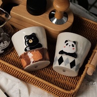 立體熊貓手繪陶瓷杯 / 日式手握喝水杯 / 家用牛奶杯