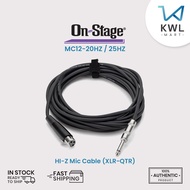On-Stage HI-Z Mic Cable XLR-QTR MC12-20HZ / MC12-25HZ (MC1220HZ, MC1225HZ)