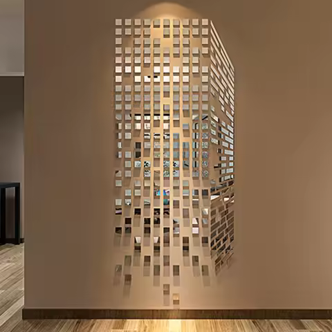 100pcs DIY Mosaic Mirror Wall Stickers Self Adhesive 3D Acrylic Square Wall Decals Tiles Background 