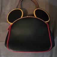 COACH 牛皮皮革Disney Mickey X Keith Haring 黑色金扣手挽肩背兩用袋