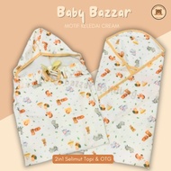 Baby Bazzar Baby Blanket Hat Jumbo Baby Swaddle Cream Donkey Motif