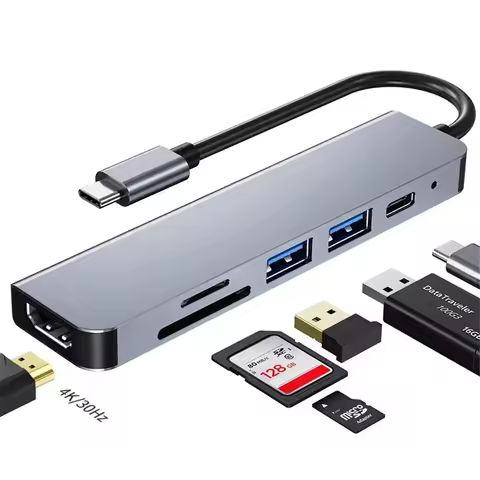 6 in 1 USB HUB C type-c HUB USB C to USB 3.0 HDTV-Compatible Dock for MacBook Pro For Nintendo Switc