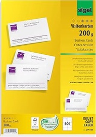 SIGEL DP939, 85x55 mm (A4), Business Cards, mp, 200 gsm, printable, bright white, 600 pcs.=60 sheets