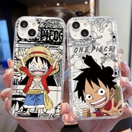 Soft Clear Phone Case Compatible For iPhone 15 Pro Max 14 13 12 11 Pro 15 Plus Anime One Piece Luffy Pattern Airbag Shockproof Silicone Casing Mobiles Accessory