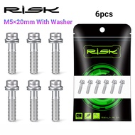 6pc RISK Front Fork Bicycle Stem Fixed Bolt Steering Stem Handlebar Titanium Screw M5x18/20