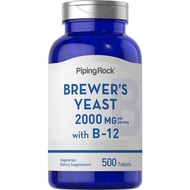 Brewer's Yeast Tablets 2000mg | 500 Pills | with B12 | Vegetarian, Non-GMO, Gluten Free Supplement