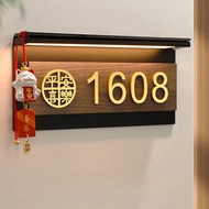 平安喜乐New 3D Golden Fortune Cat Door Decoration with Induction Light Hdb Unit Number Door Number Signa