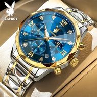 PLAYBOY men watch waterproof chronograph luminous moon phase relo for men