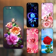Black Flexible iPhone 6, 6s Case With Square Edge Printed Rose
