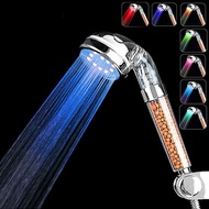 LED Shower Head Water Filter Anion Water-Saved Temperature Control  Colorful Negative Ionic Shower F