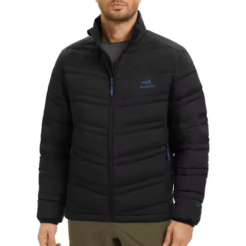 BASSDASH Men’s Puffy Down Jacket 700FP Packable Water Resistant Puffer Insulated Warm Coat for Hunti