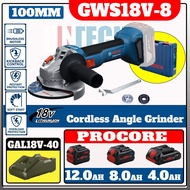 BOSCH GWS18V-8 18V CORDLESS BRUSHLESS ANGLE GRINDER C/W GAL18V-40 + PROCORE 4.0AH / 8.0AH / 12.0AH (