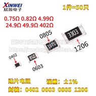 0402 0603 0805 1206 Chip Resistor 0.75 R0.82 R4.99 R24.9 R49.9 R402R Euro 1%