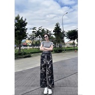 Straight-leg mango pants, stone pattern, 50_65 kg, beautiful to wear