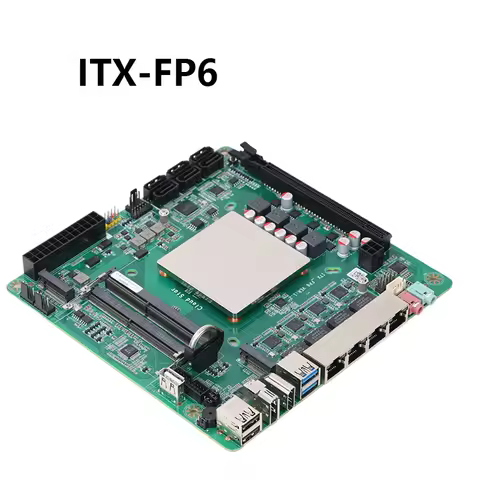 ITX-FP6 Mini ITX Board, 8-Layer PCB, SODIMM DDR4, 4×I226-V 2.5G LAN, LGA1151 Cooler for Router NAS