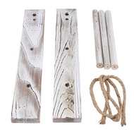 3-Tier Mini Whitewashed Wood Wall-Hanging Hand Towel Storage Ladder with Rope