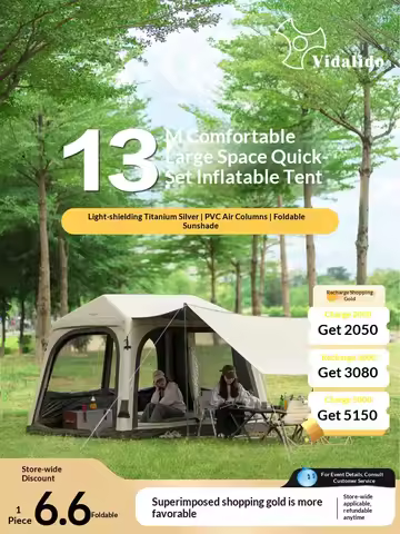 Vidalido Large Camping Inflatable Air Tent 3-4 People Waterproof Tent Camping Tent 2-in-1 Outdoor Ca