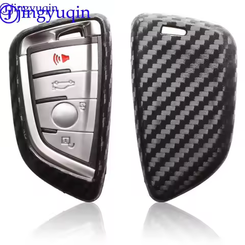 jingyuqin Carbon Silicone Car Remote Key Fob Shell Cover Case For BMW X1 X5 F15 X6 F16 1 2 5 7 Serie