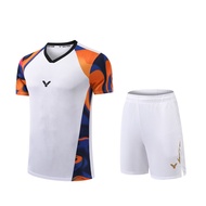 Yonex Pro ชุดแบดมินตันสำหรับผู้ชาย & ผู้หญิง-เสื้อยืดแบบเข้ากัน & กางเกงขาสั้นแห้งเร็วพร้อมแผ่นตาข่า