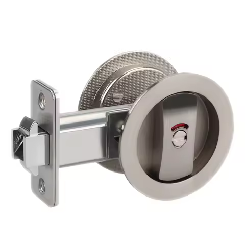 Round Pocket Door Sliding Door Lock With Red And Green Indicator Bathroom Sliding Door Hook Lock Kit