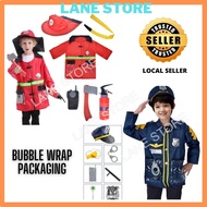 Baju Bomba Polis Kanak-Kanak Kids Dress Up Toy Cosplay Halloween Party Cloth Policeman Fireman Uniform Costumes Play