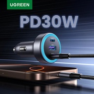 UGREEN Car Fast Phone Charger PD30W 2C1A Type C Fast Charging for Iphone Tablet Xiaomi Huawei