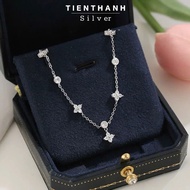 TIENTHANH SILVER women's SILVER bracelet with mini 4-leaf clover, real SILVER falling stone
