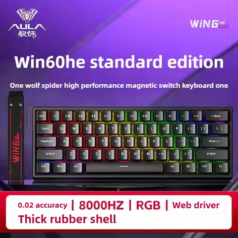 Aula Win60He Magnetic Switch Keyboard Wired Win 60 HE Mechanical Keyboard Esports Gamer Win68 Keyboa