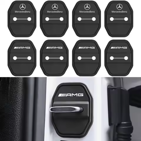 2/4PCS Car Silicone AMG Emblem Door Lock Cover Protection Stickers For Mercedes Benz A B C E R Class