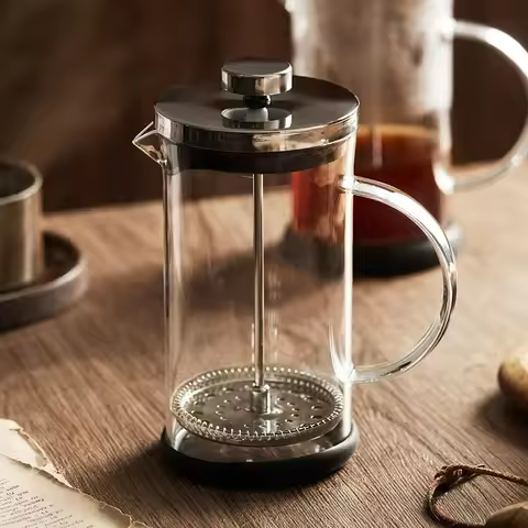 350-1000ml French Press Coffee Pot Stainless Steel Glass Coffee Maker Heat Resistant Borosilicate Co