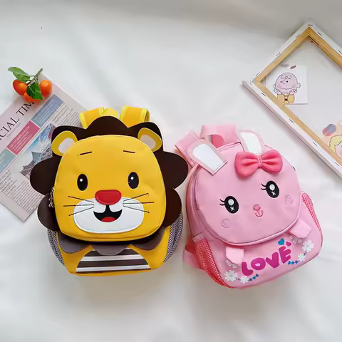 Children's Backpacks 2025 New Cute Rabbit Lion Kindergarten Backpack for Boys Girls Versatile Kids F
