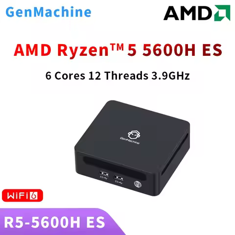 GenMachine AMD Ryzen 5 5600H ES Mini PC Windows 11 Max Support 64GB 3200Mhz RAM WIFI6 Computer gamin