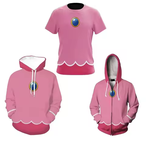 20262026 122026 11Women Princess Peach Cosplay Costume Men Hoodie 3D Printed Hooded Sweatshirt Casua