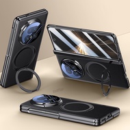 เคสหนังรู้สึกเหมือนผิวเป็นแบบตั้งได้ Huawei HONOR Magic V5ฝาปิดแบบมีแม่เหล็ก5ก. ฝาครอบแบบห่วงสำหรับป