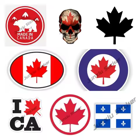 Fashion Canada Decals Canada Round Maple Leaf Decal Canadian Oval Flag Decal Quebec Canada Flag Stic