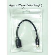 25cm USB F to M left and type c cables