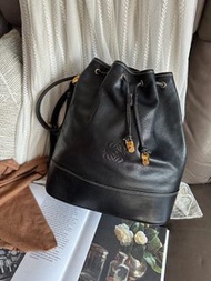 可免息分期 多年正品正貨商標門市現貨 vintage loewe black color ballon bucket bag 黑色 老花 中古包 中古袋 水桶袋 古董袋
