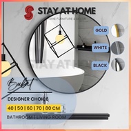 80CM Black Round Mirror Wall Mirror Vanity Mirror Circle Large Mirror Cermin Kahwin Bathroom Mirror 