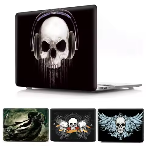 Cartoon Black Skull Coque for Macbook Pro 13 Pro 15 2018 Touch bar Laptop Case A1707 A1706 A1989 A19