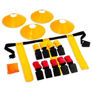 Flag Football Set - 10 Player Flag Football Belts for Adult + Youth - Equipment Cones + Field Marker