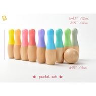 BabyBoss Wooden Kids Bowling Set with 10 Bowling Pin and 2 Bowling Ball for Kids Indoor Skittles