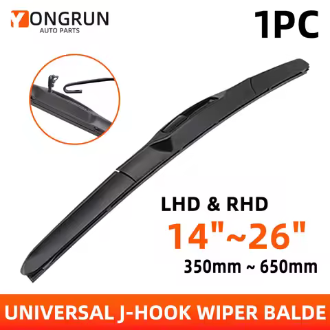 YONGRUN 1PC Wiper Blade 14"16"17"18"19"20"21"22"24"26" Automotive Windshield Universal J/U Hook Wipe