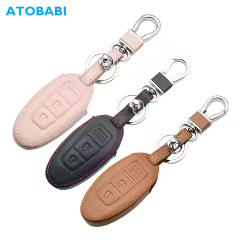 Leather Car Key Case For Nissan 350Z Almera Altima Armada Qashqai Cefiro Cube Juke Livina Remote Fob