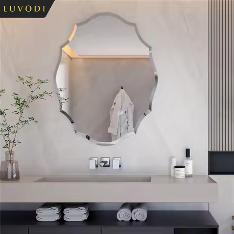 LUVODI Frameless Wall Mirror Home Decorative Art Design HD Mirror with Beveled Edge